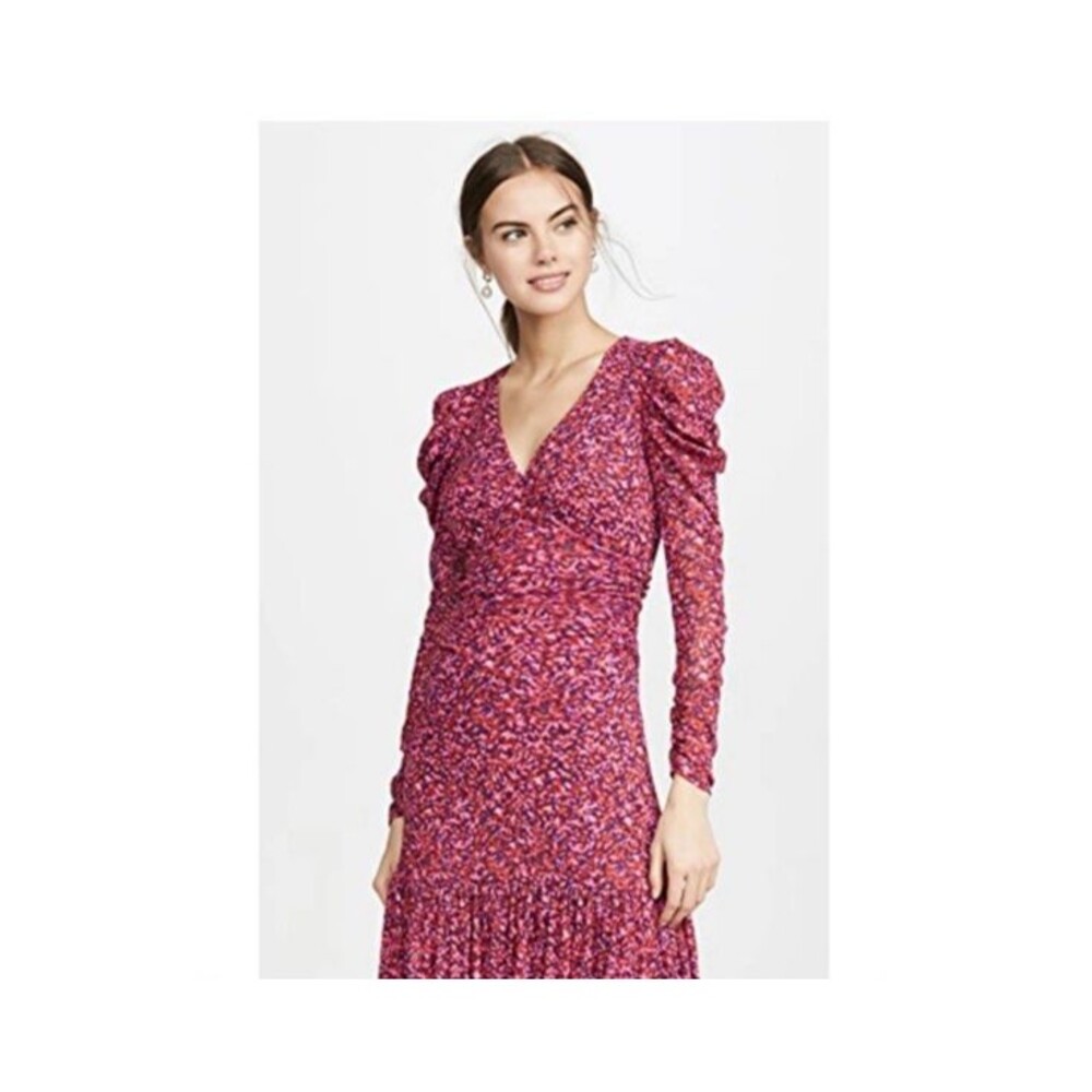 NWT Diane von Furstenberg Alyssa Mesh Midi Dress Scribble Garden Acai Size L